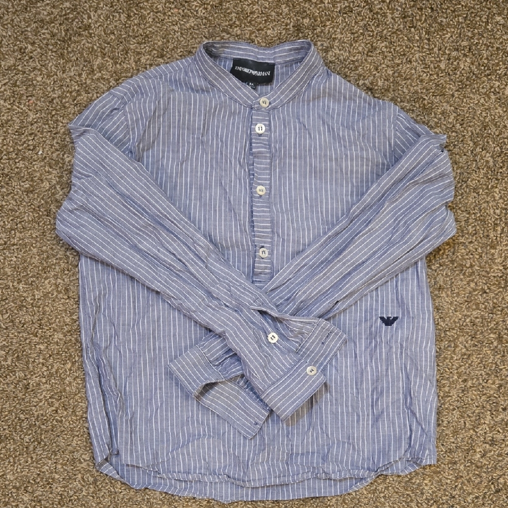 Emporio Armani Men's Light Blue Pinstripe Shirt